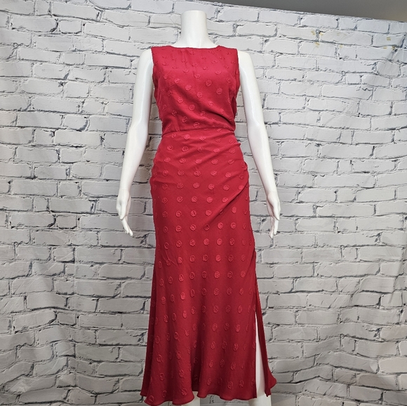 Saloni Red Silk Dot Dress - Picture 1 of 6